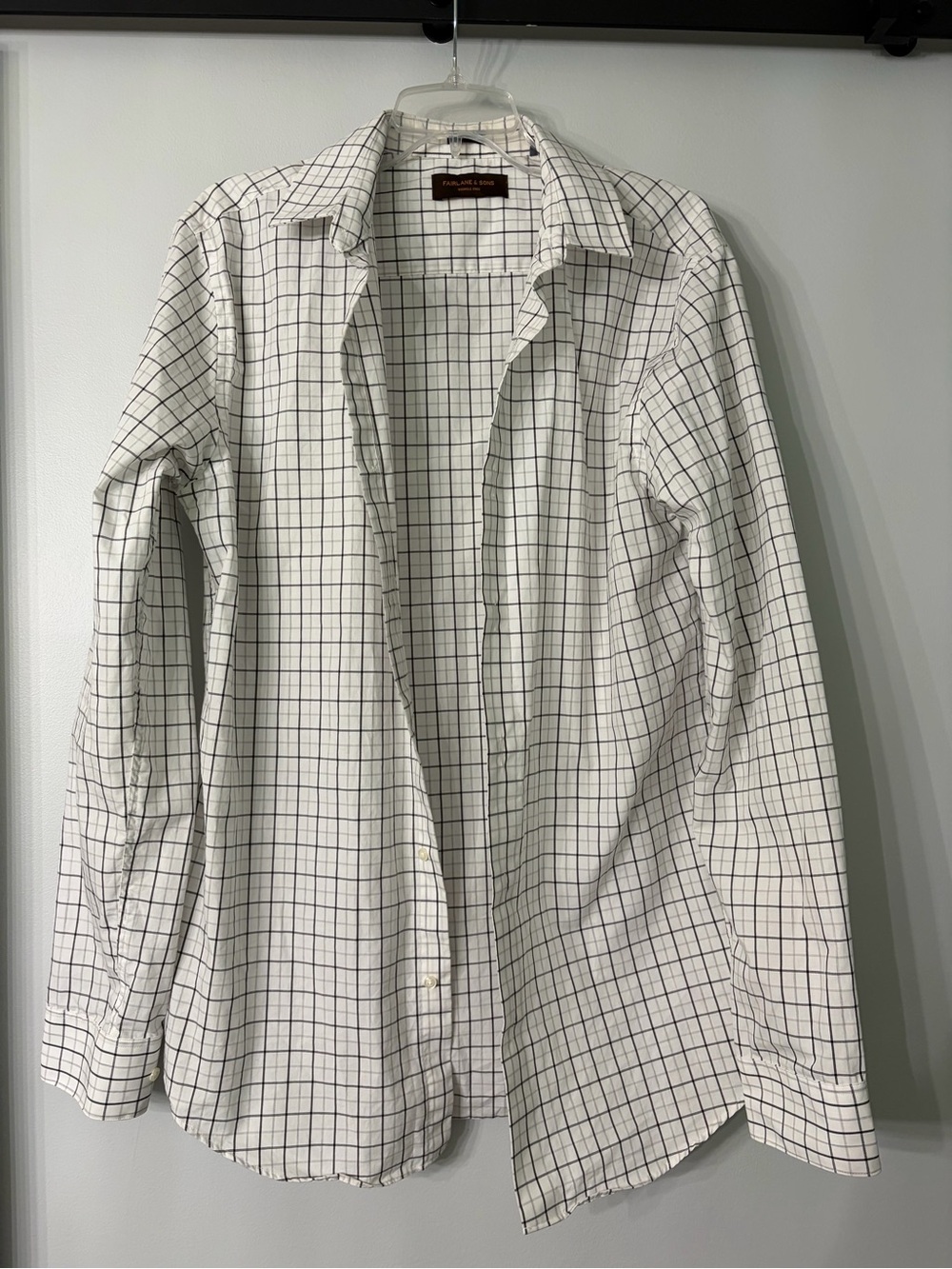 Men’s White Grid Dress Shirt - Tailored Collar
